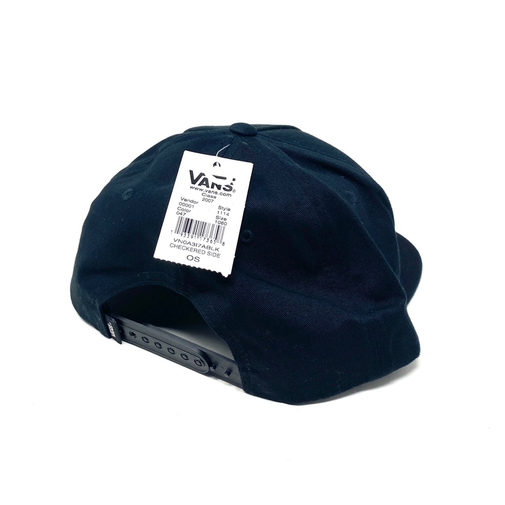 VANS Men’s Checkered Side Snapback Hat Cotton Black VN0A3I7AbLK - Picture 3 of 6